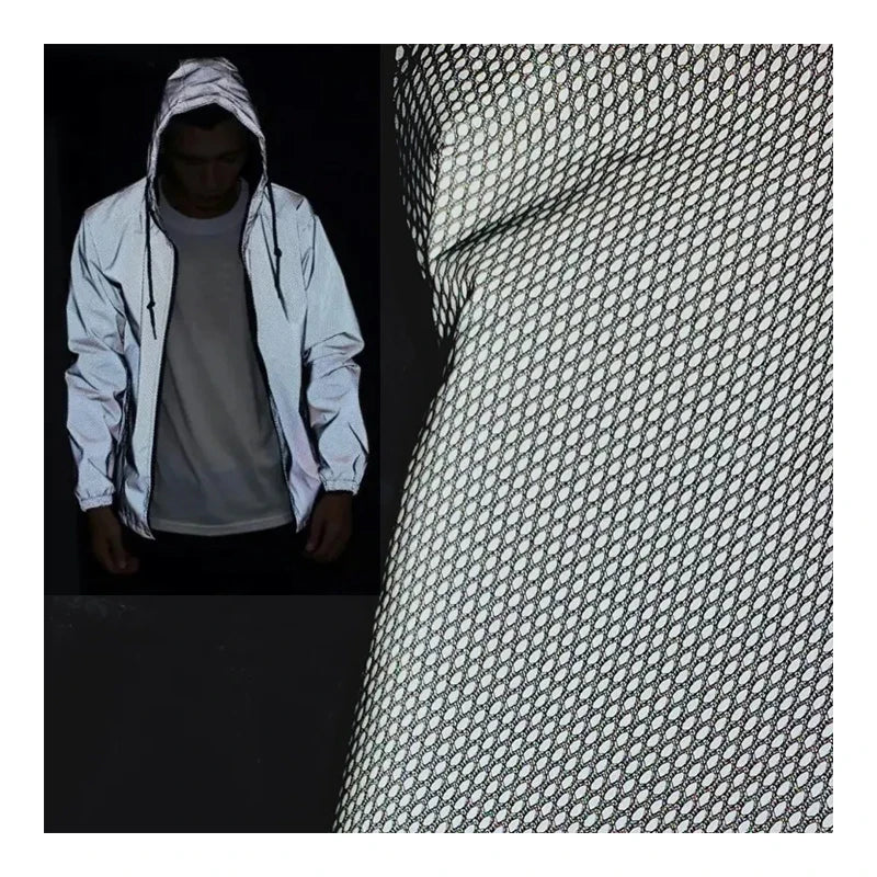 New Design Smart High Visible Light Reflective Black Mesh Laundry Bag Fabric for Outdoor Safety Windbreaker Jacket Clothing