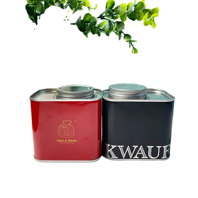 96*86*70 Mm115*60*105mm Food Grade square Coffee Tin Can With Valve for Coffee Bean Powder Spicy Powder Candy