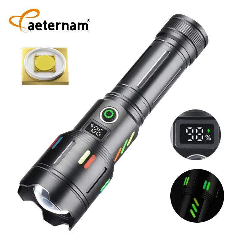 White Lazer Telescopic Zoomable 100000 Lumens Power Bank Waterproof Rechargeable Usb Led Tactical Torch Light Outdoor Flashlight