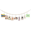 2025 Rustic Natural Wall Hanging Photo Display with Wooden Beads Garland Collage Picture Frame for Boho Wall Decoration W1348