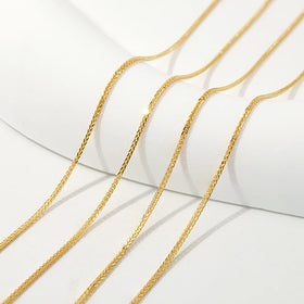 Trends Factory 0.85mm Wide Wheat Chain in Roll by Meters Without Clasp 14 K Real Gold for Permanent Jewelry Chains