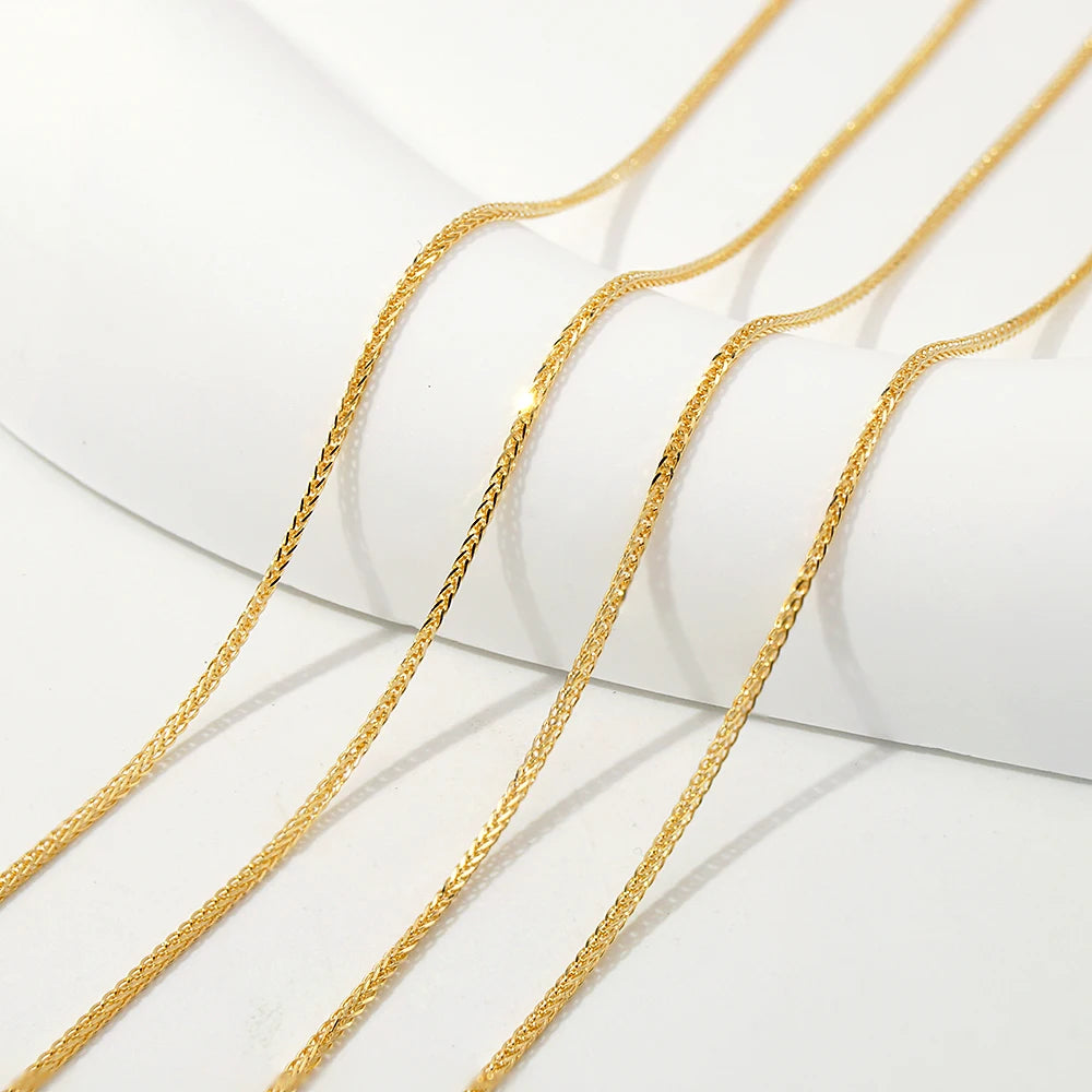 Trends Factory 0.85mm Wide Wheat Chain in Roll by Meters Without Clasp 14 K Real Gold for Permanent Jewelry Chains