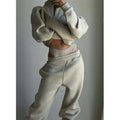 E220749 Custom Women Tracksuit Casual Oversize Half Zip Sweatshirt Jogger Set Winter Fleece Two Piece Set Women Clothing
