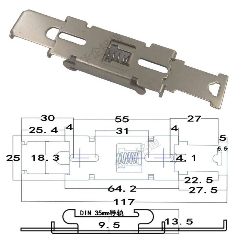 35mm Metric Iron Guide Rail Clip Solid State Relay Adapter Bracket Mounting Buckle