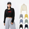 Women Cropped Hooded Fashion Casual Sweatshirts Custom Logo Ladies Embroidery Top Hoodies Girls