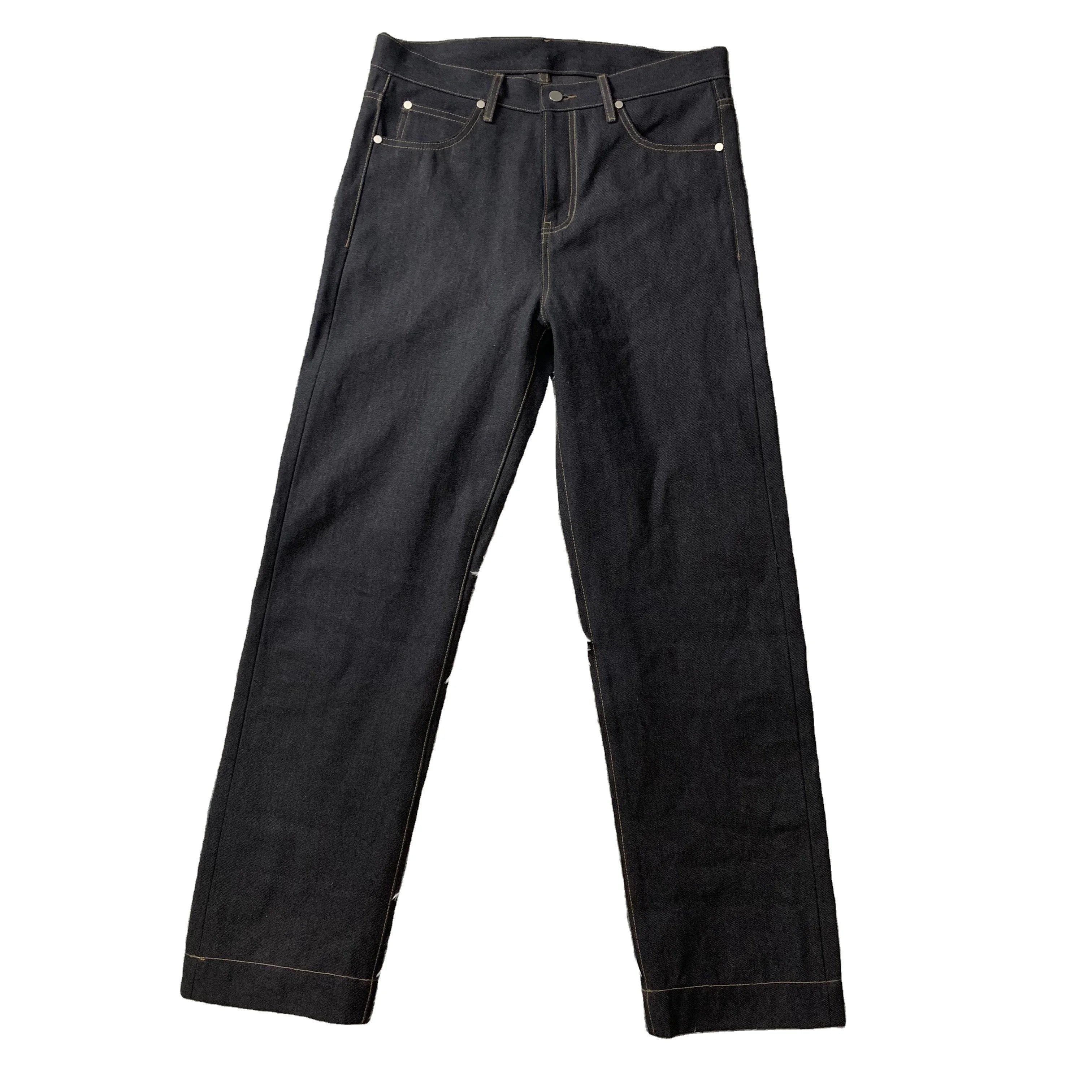 DENIMGUYS Men High Street Style Japanese Selvedge Raw Denim Pants Custom Logo Trend Casual Versatile Loose Straight Jeans