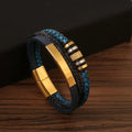 Pulseras De Cuero Handmade Braided Multilayer Leather Bracelet for Men's Stainless Steel Magnetic Clasps Bracelet