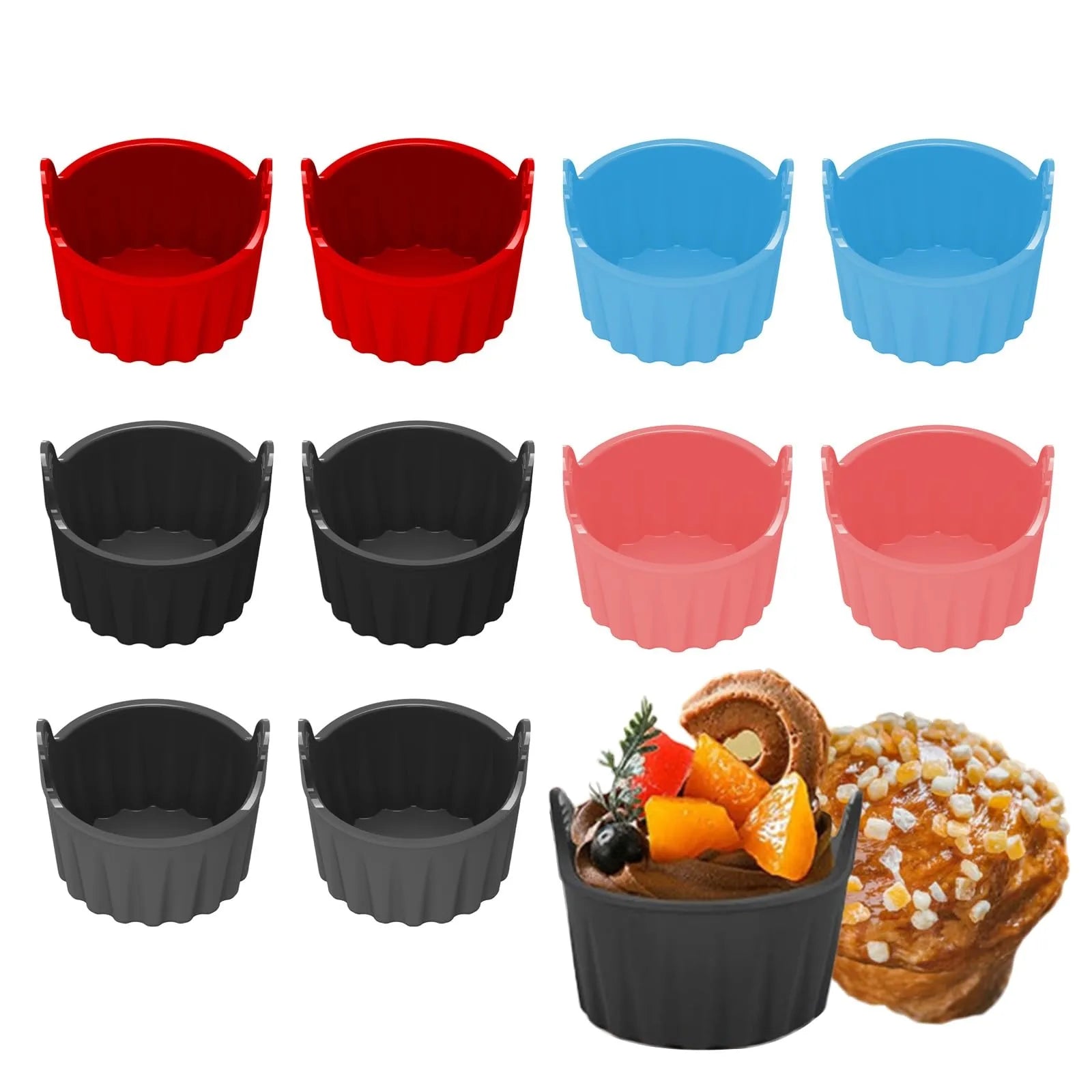Silicone Air Fryer Egg Poacher Non Stick Egg Cups for Air Fryer Oven Microwave BPA Free Easy Release