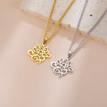 Fashion Stainless Steel Hollow Lotus Flower Charm Necklace Gold Plated Flower Lotus Link Chain Necklace Jewelry Gifts for Women