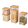 Transparent Plastic Square Plastic Airtight Canister with Bamboo Lid