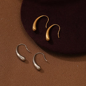 Minimalist Unique Big Hook Earrings Waterproof Jewelry Hypoallergenic Hoop Drop Gold Earrings Stainless Steel Jewelry