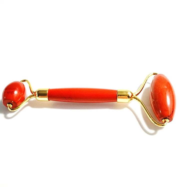 HZ Dorm Jade Roller Natural Authentic Red jasper Jade Roller Gua Sha Raffini Jade Roller Set