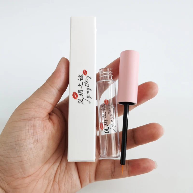 Jx100 10ml Custom Empty Black Eyelash Liquid Eye Liner Packaging Bottle Wholesale Clear Plastic Eyeliner Cosmetic Container