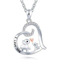 Love Elephant  Head Kiss Pendants Diamond Simple Heart Shaped Jewelry Female Jewelry Clavicle Alloy Chain Necklace