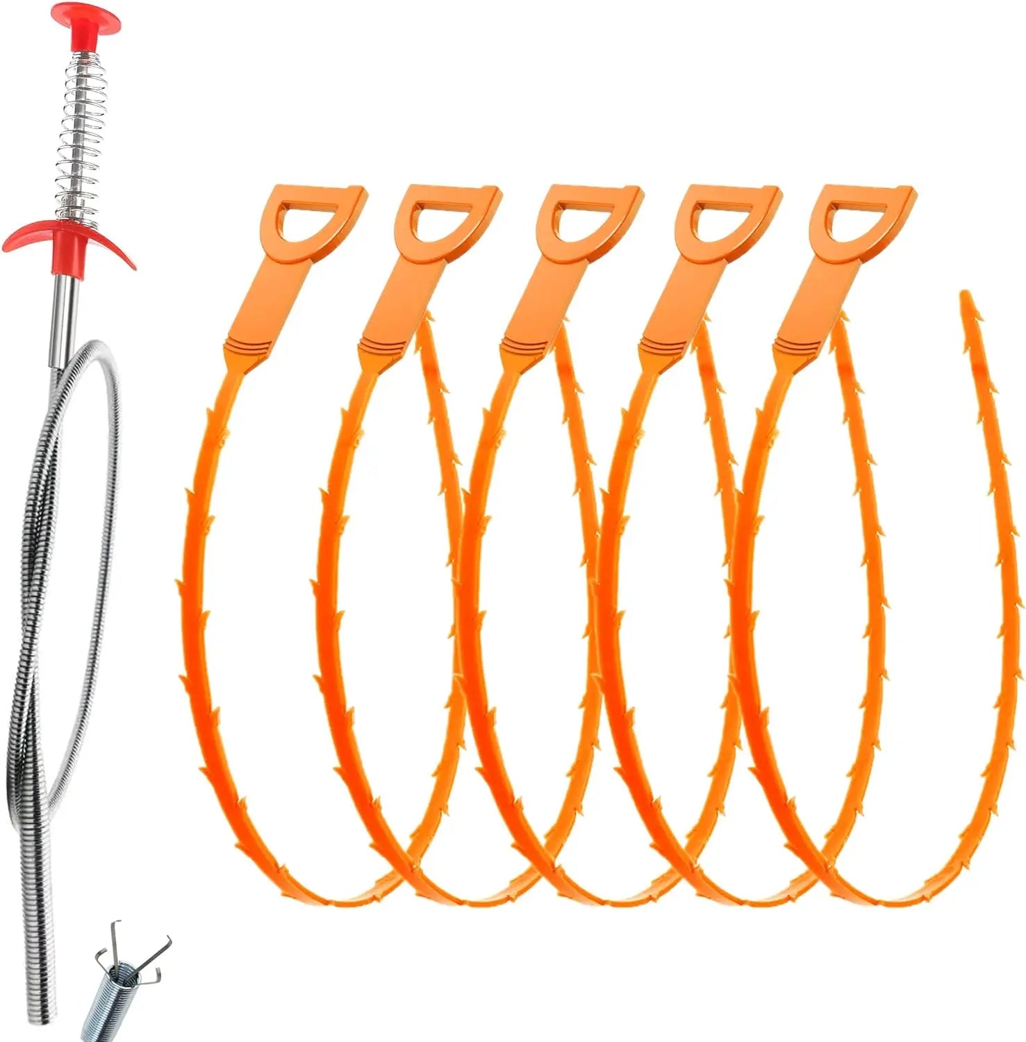 Flexible Drain Cleaner Tool with Hair Grabber Toilet Cleaning Rubber Cup Convenient Clog Remover
