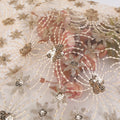 Luxury Gold Sequins Flower Jacquard Lightweight Polyester Tulle Lace Embroidery Fabric Wedding Sari Weft Knitted Techniques