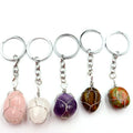 New Natural Stone Keychain Crystal Agate Irregular Hanging Ring Copper Wire Winding Pendant Pendant
