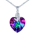 Korean Style 925 Sterling Silver Crystal Pendant Necklace Rhodium Plated Rose Heart for Women for Wedding or Engagement