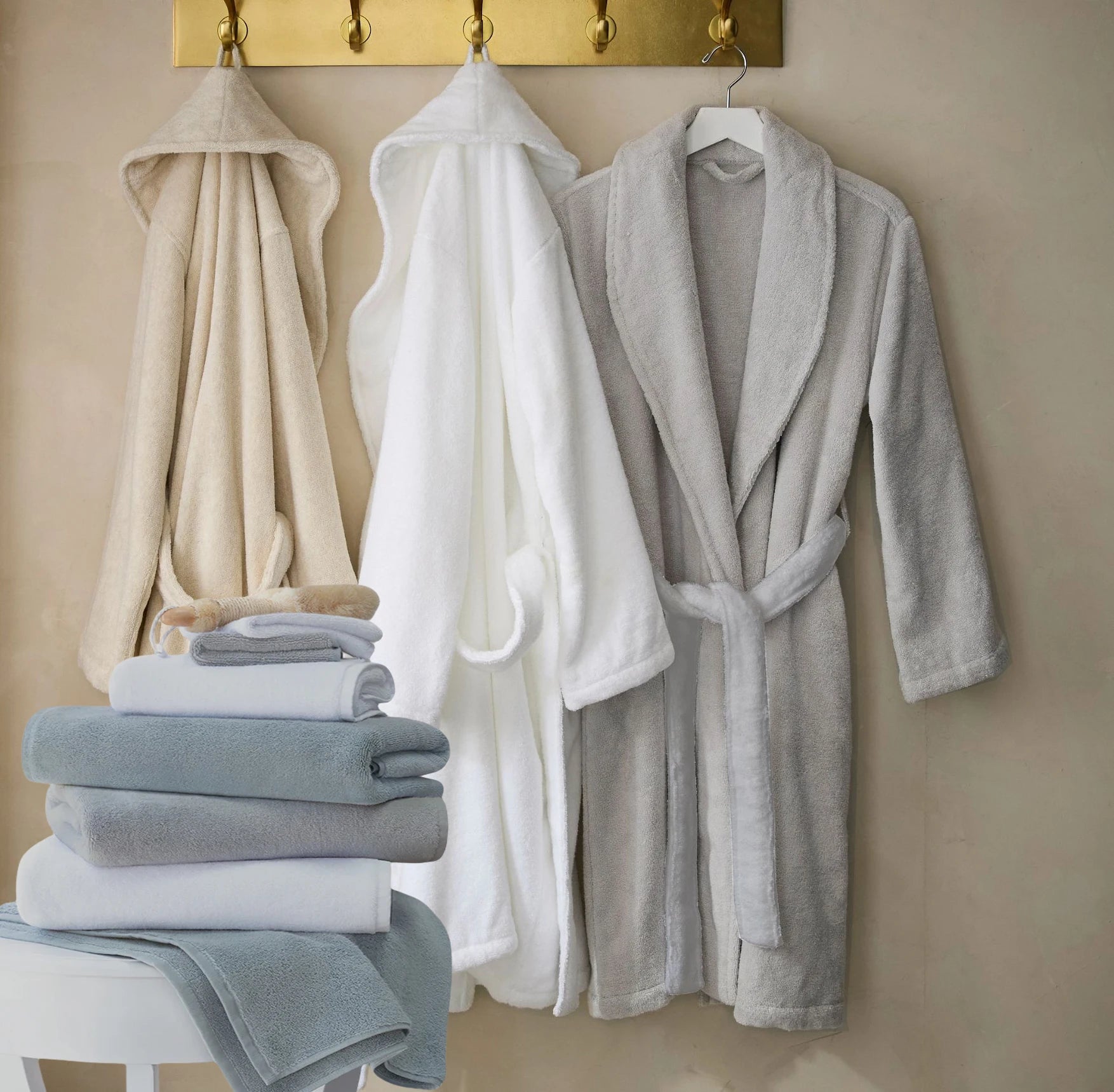 White Hotel Bathrobe Sets Wholesale Custom Cotton Bathrobes and Towels for Spa Unisex Bathrobe for Men Women Terry Bath Robe