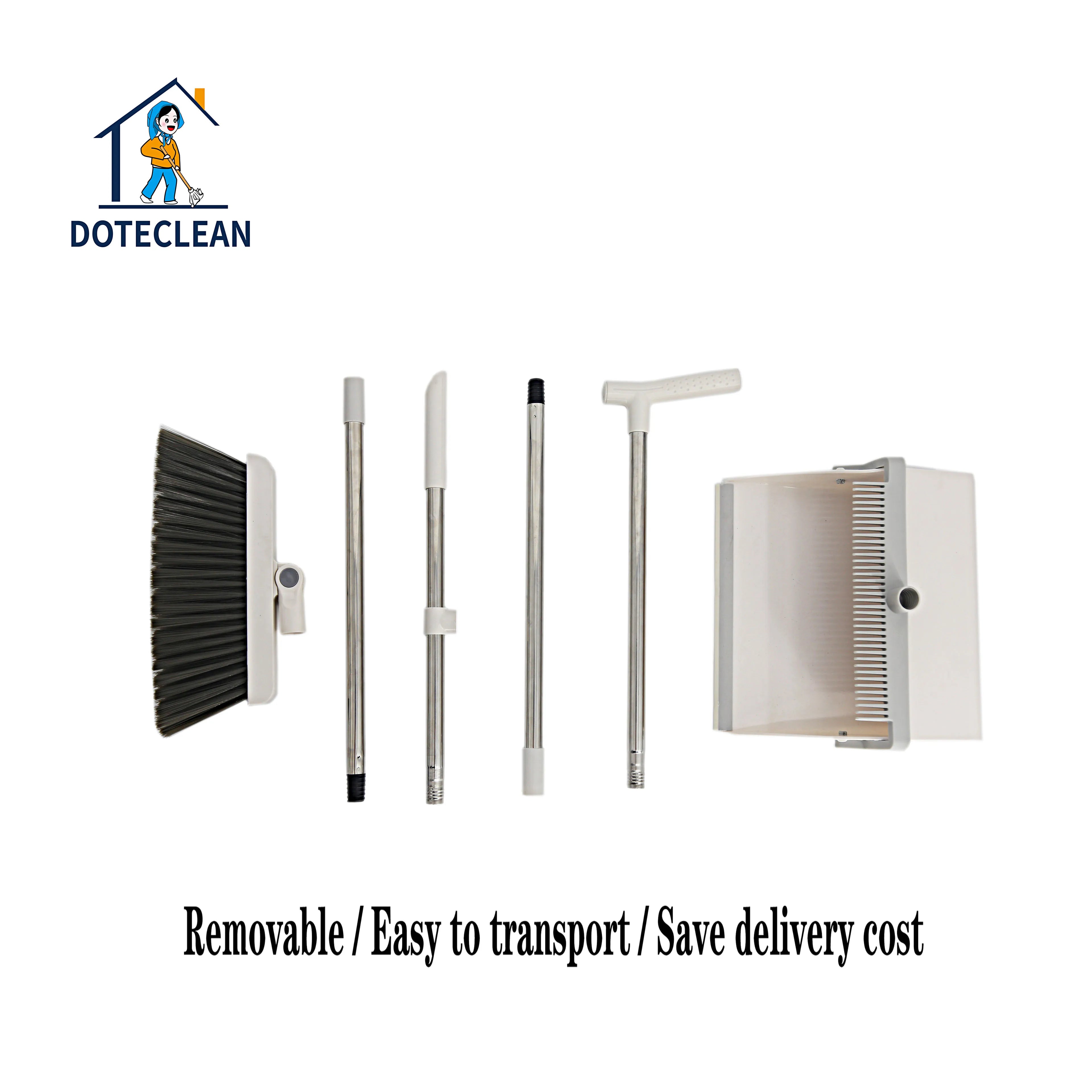 Rotating PET Broom and Dustpan Set with Magnetic Holder for Household Cleaning