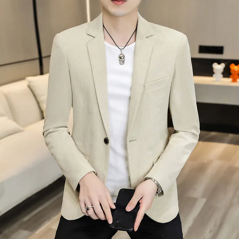M-4XL New Corduroy Men's Casual Suit Coat Men's Small Suit Top