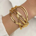 VKME Retro Punk Style Gold Color Big Cross Bracelet for Women Jewelry