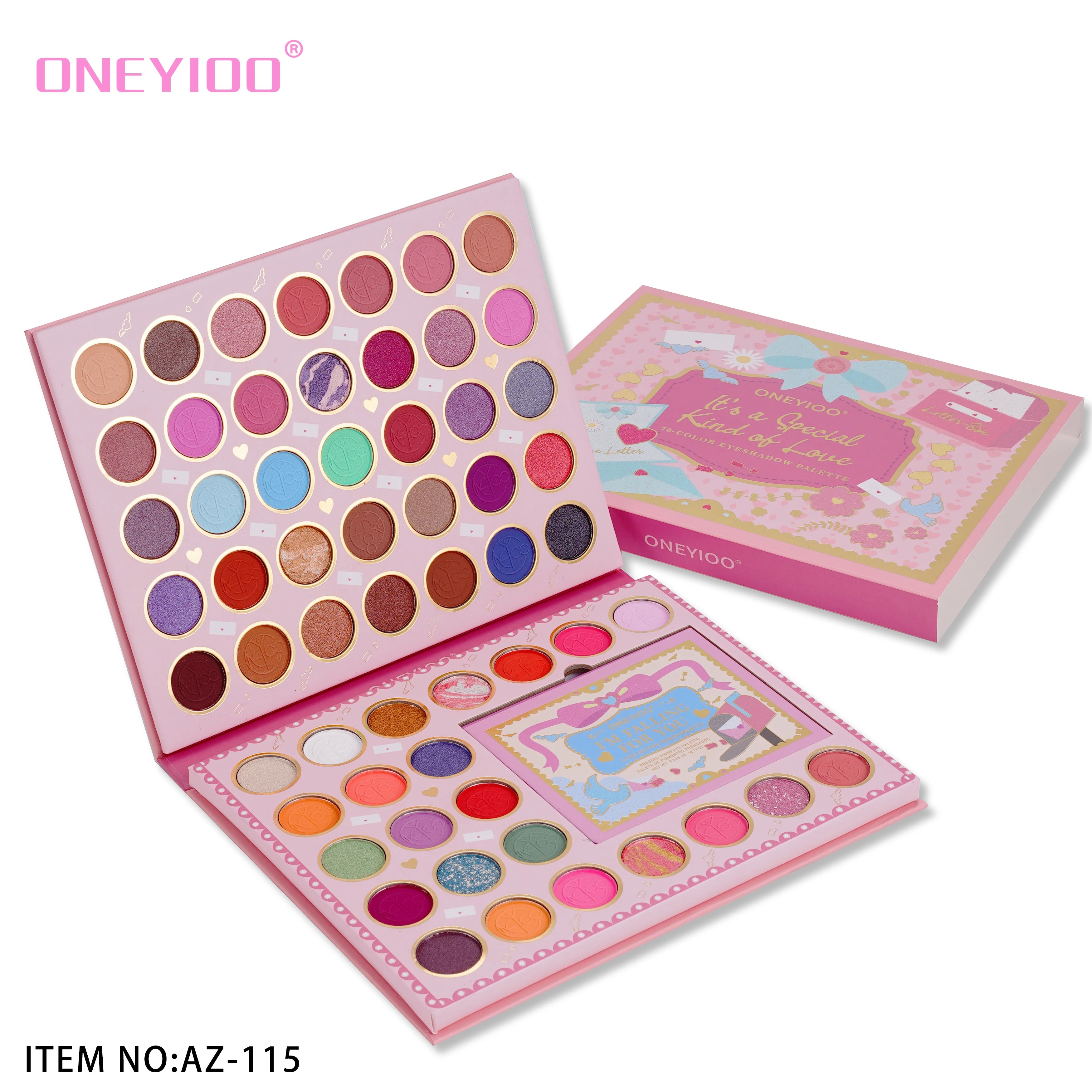 58+12 Color Chemical Powder Waterproof Radiant Finish ONEYIOO Eye Shadow Palette Cardboard Eyeshadow Private Label