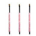 3pcs Pink Acrylic Sequin Oil Handle Gel Nail Brush Set Custom Logo Nylon Oval Flat Oblique Brush for Professional Nail Salon