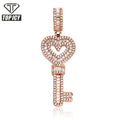 Top Icy Hip Hop Jewelry AAA CZ 18K Gold Plating  Key Pendant Iced Out Pendant Necklace for Men and Women