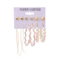 Trendy Gold Metal Earrings Set For Women Fashion Geometric Pearl Circle Drop Earrings 2021 Trend Set of Earrings Jewelry