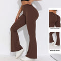 Nylon Flared Women's Fitness Gym Workout Pants Custom Sample V Waisted Butt Lifting Yoga Leggings Elastic High Waist Solid