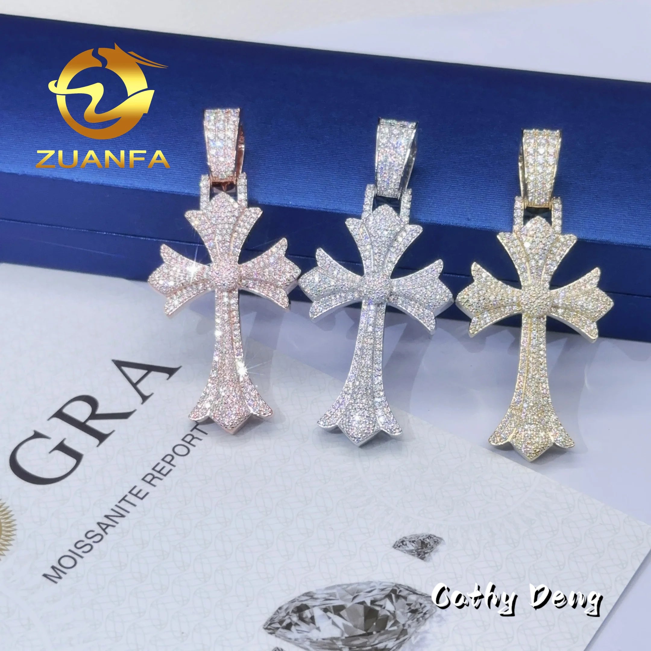 Wholesale Price Ice Out Jesus Hip Hop Pendant 925 Sterling Silver Vvs Moissanite Diamond Cross Pendant for Necklace Chain