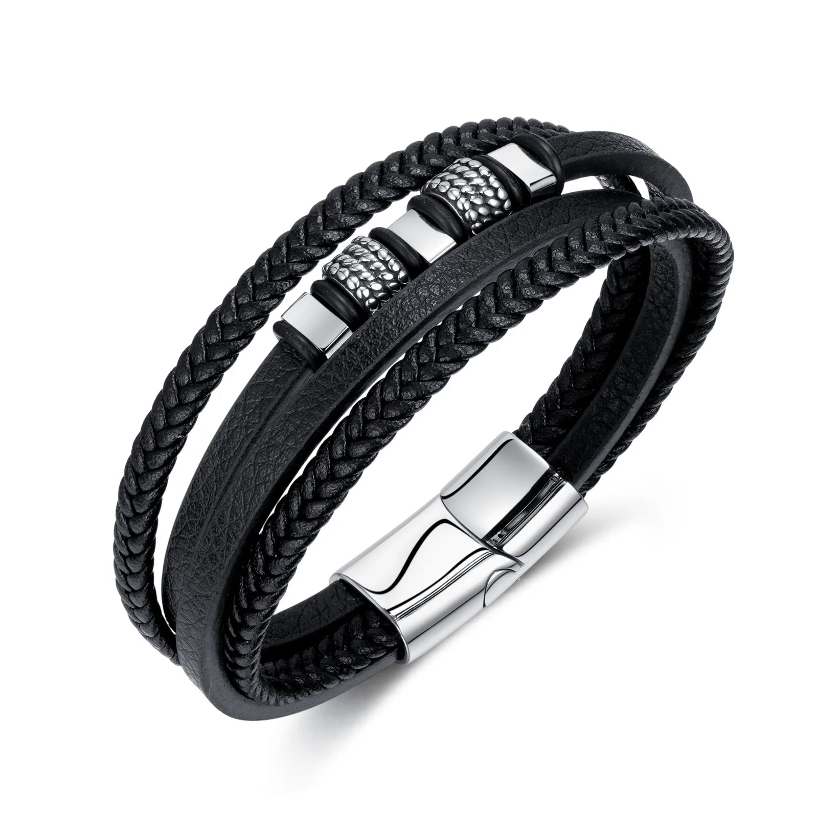 Charm Braided Stainless Steel Classic Magnetic Clasp Men's Bangles Jewelry Gift YUNSE