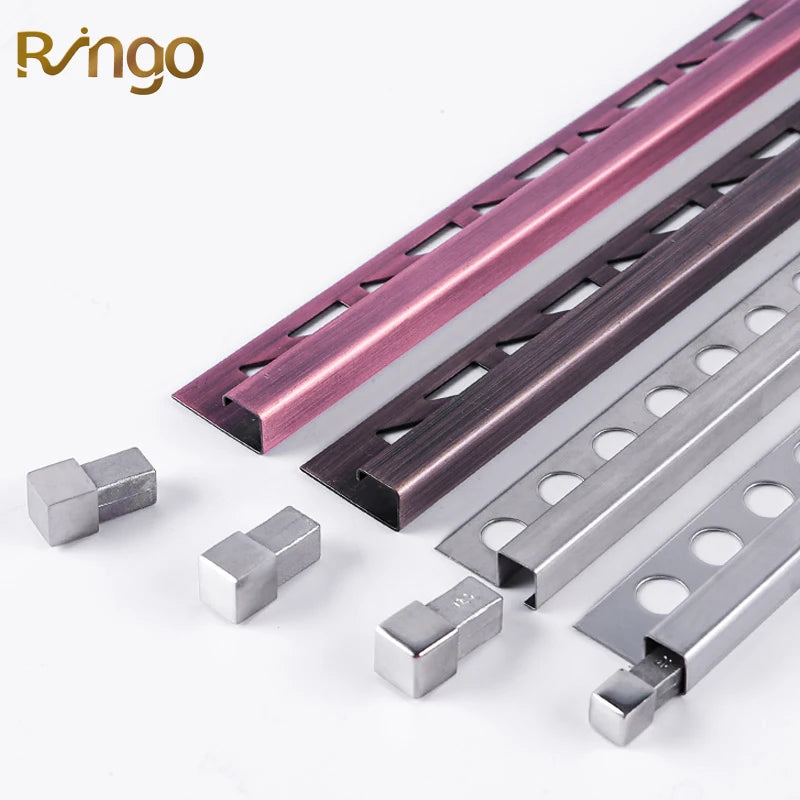 Foshan Supplier's Modern 304 201 Stainless Steel Square Edge Tile Trim Red Copper Waterproof Durable Eco-friendly Easy