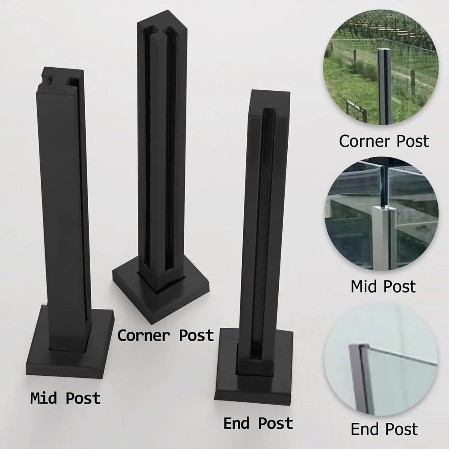 Glass Railing Post 304 Stainless Steel Side Mounted Balustrade for Villa Balcony Deck Stairs
