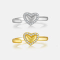 FUAMAY Fashion Dainty 925 Sterling Silver Open Ring CZ Pave Loves Heart Ring