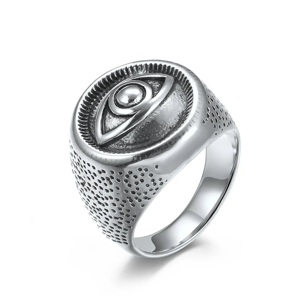Nordic Mythology Retro Punk Evil Eye Titanium Steel Men's Ring Personality Trendy Eye Stainless Steel Ring