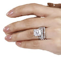 Solid 18K Yellow and White Gold Wedding Band Ring Set Asscher Cut Real Diamond for Men and Women's Wedding