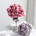 Artificial Peonies Bouquet with Metal Flower Vase Decoration for  Table Artificial Silk Peony Flowers Wedding Decorations