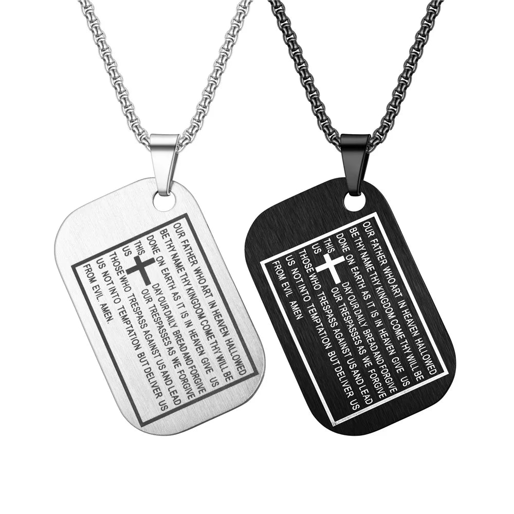 Wholesale Fashion Stainless Steel Custom Men's Cross Dog Pendant Chain Necklace Jewelry for Men