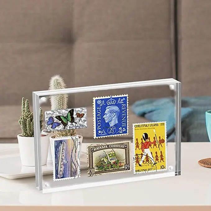 8" X 10" Clear Magnetic Acrylic Block Photo Picture Frame Acrylic Photo Holder Lucite Picture Frame
