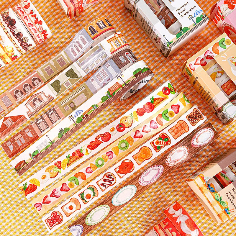 1Roll Heartwarming Sweet Combination Series Tape Set European Fresh Priming Collage DIY Decoration