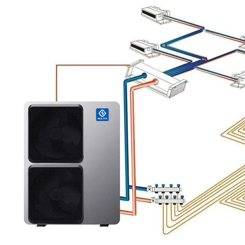 Nulite WIFI Control 10KW 16KW 19KW DHW Heating Cooling Monoblock Air Source EVI Air to Water DC Inverter Heat Pump R290 Factory