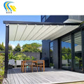 Motorized Retractable Roof Pergola Awning Canopy Easy Installation Insulated Shade Patio White Automatic Remote Control Option