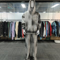 OEM Custom Men's Two-Piece Heavyweight Sweatsuit Set Distressed Embroidery Patch Sweatpants & Acid Wash Rhinestone Hoodie