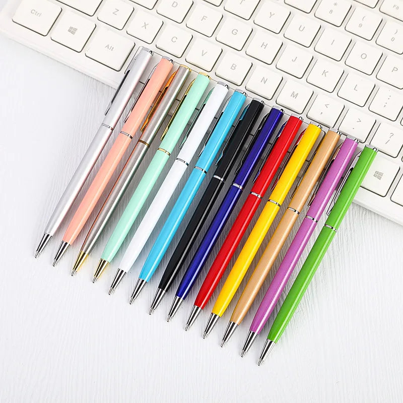 Japanese Girl Student Slim Pen Multicolor Macaron Ballpoint Pen Creative Small Fresh Advertising Pen with LOGO