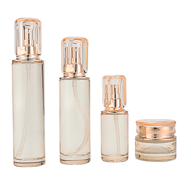 YIXIN Cosmetic Glass Bottle Set with Screen Printing Pump Sprayer for Skincare Packaging Made in China Personal Care YXCS--0032 MegaBDM