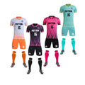Custom Soccer Wear Uniform Black White Stripes Soccer Uniforms Team Jersey Football Jerseys for Men Sets