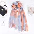 Women's Winter Thick Warm Scarf Shawl Fashion New Style Imitation Cashmere Plaid Tassel Polyester Material Multiple Options