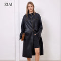 American Retro Motorcycle Leather Jacket Ladies Long Leather Coat Classic Brown Leather Short Jacket